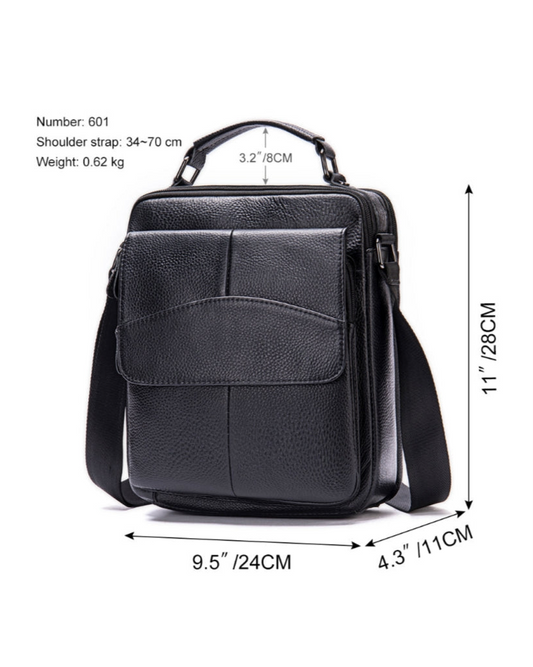 2H #601 Genuine leather Black Shoulder messenger bag