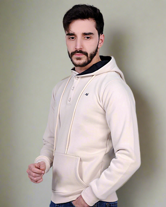 SALE! 2H #6318 Beige Men Sweater Cotton Hoodie