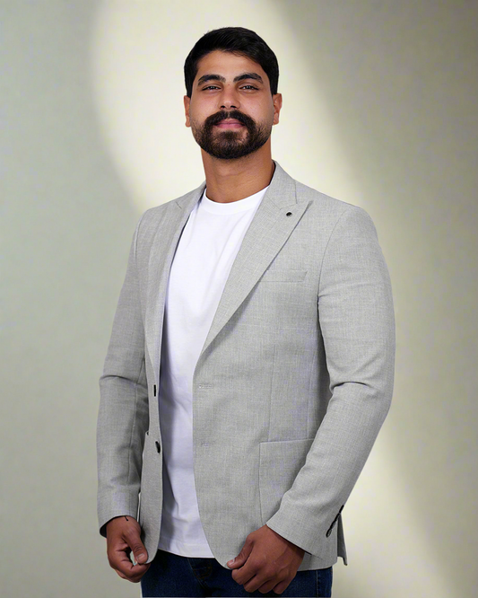 2H Light Gray Linen Blazer