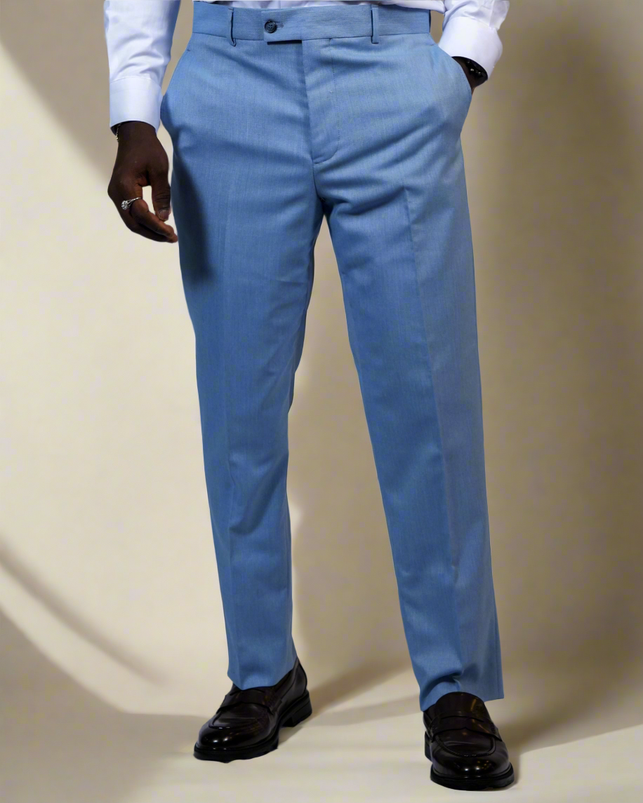 2H Blue One Button Collar Shawl Suit