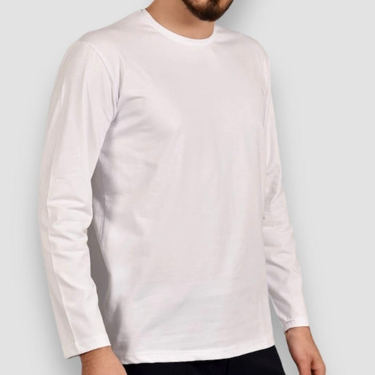 2H White Round-Neck Long Sleeve Sweater