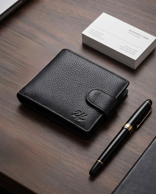 2H #1067 Embossed Black Genuine Leather Wallet