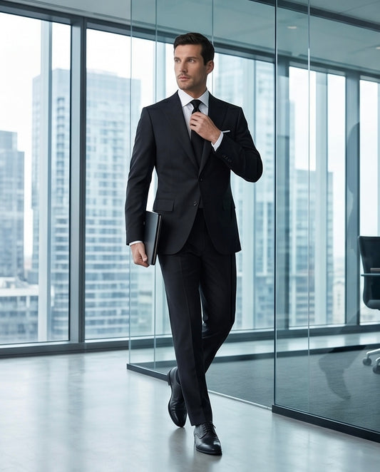 2H #003-3007-08 Black Formal Suit