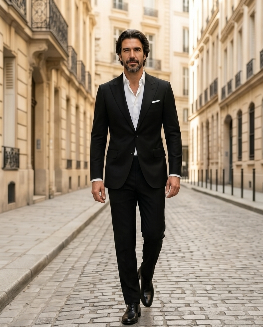 2H Black Casual Plain Suit