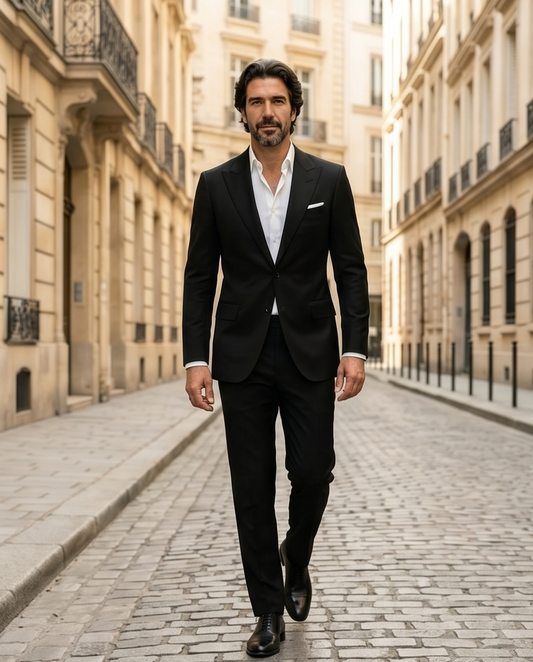2H Black Casual Plain Suit