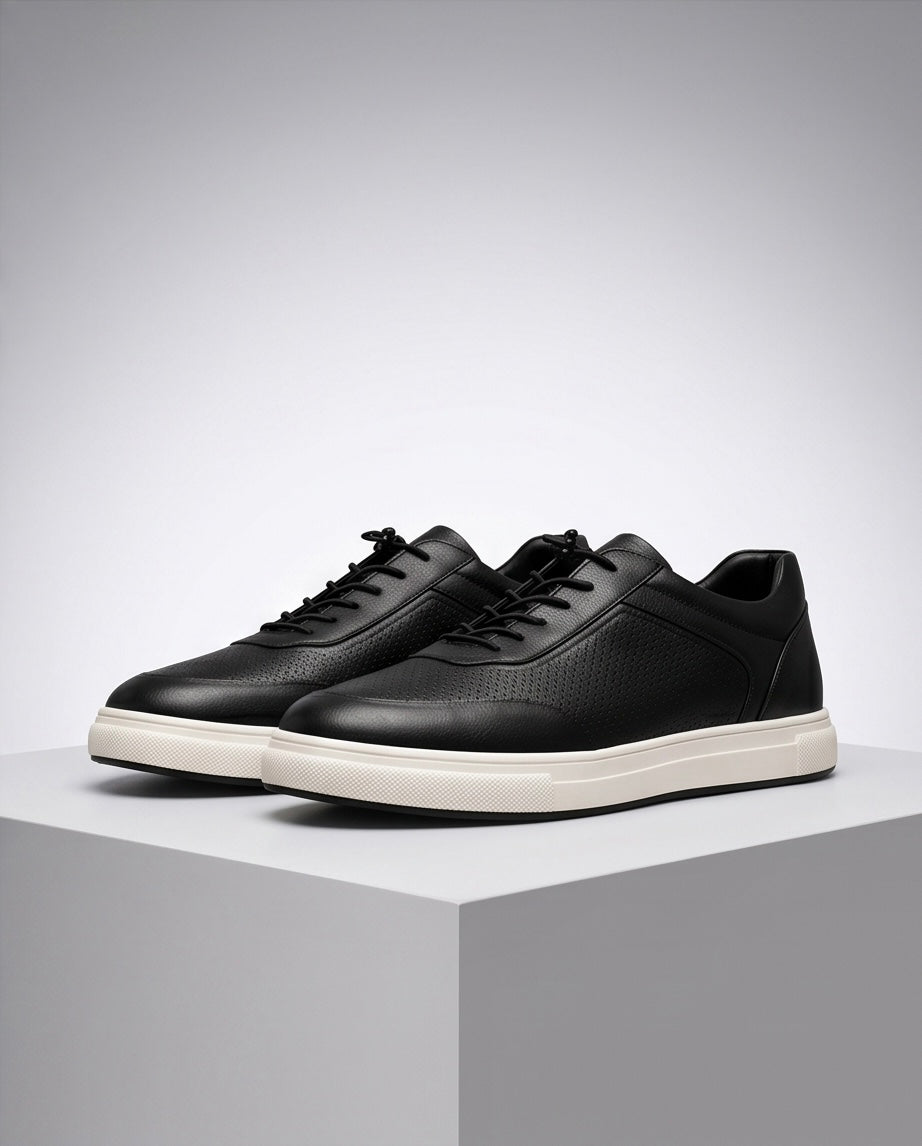 2H #05G Genuine Leather Black Casual Shoes