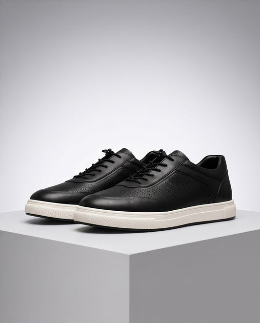 2H #05G Genuine Leather Black Casual Shoes