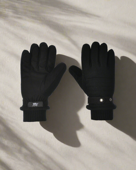 2H Black Knitted Gloves