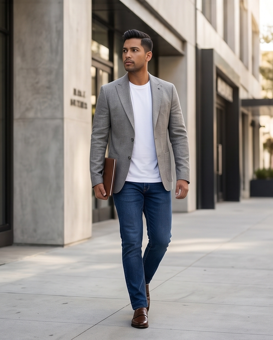 2H Gray Linen Blazer