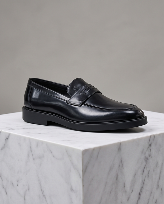 2H #15G Genuine Leather Shining Black Formal Shoes