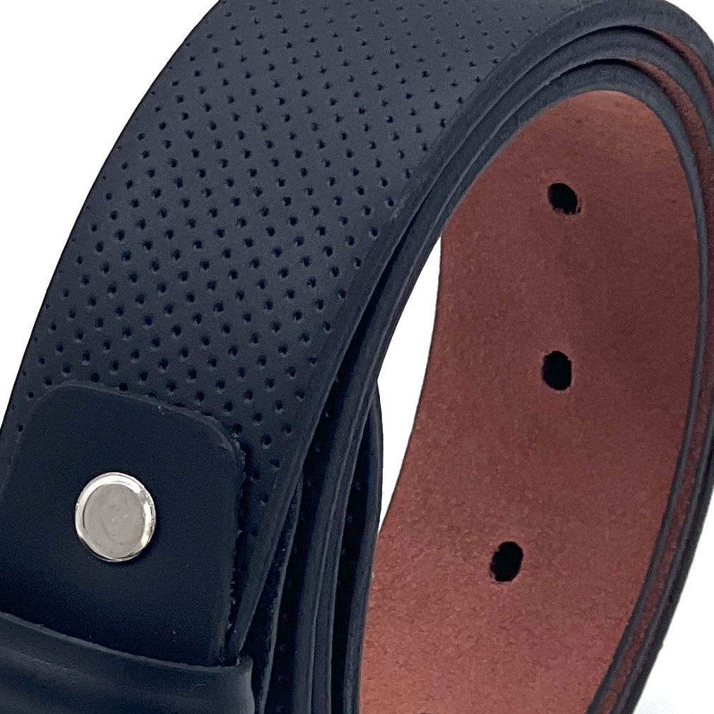 2H #EG Black Dotted Belt Genuine Leather