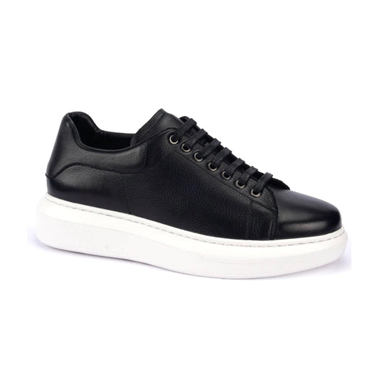 2H #012 Genuine Leather Black Casual Shoes