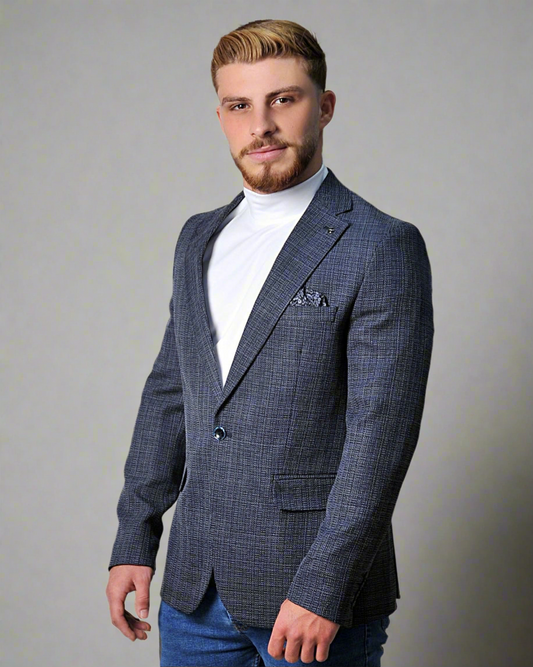 SALE! 2H #24-01 Petroleum Tweed One Button Blazer