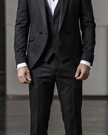 2H Black Wedding Suit 2 Pieces