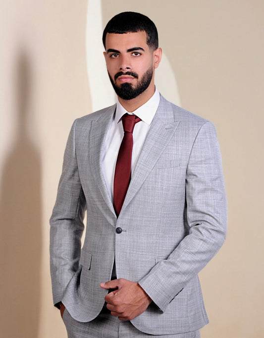 2H #1491-6 Light Gray Casual Suit 2 Pieces