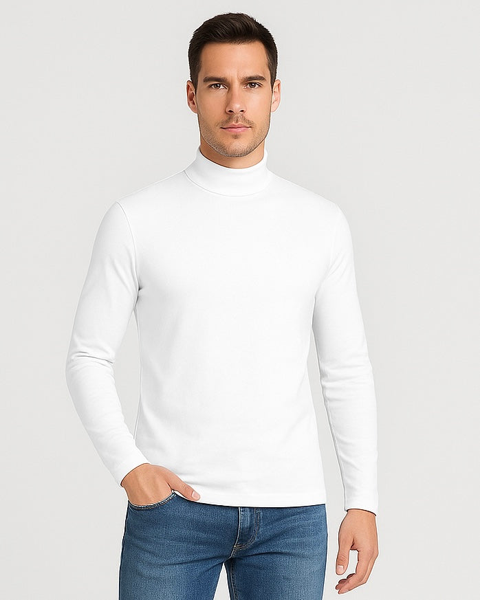 2H White High Neck Long Sleeve Sweater