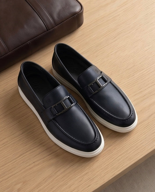2H #22 Genuine Leather Black Casual Shoes