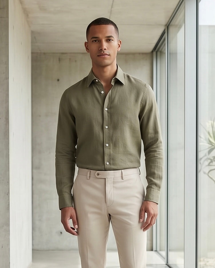 2H Army Linen Casual Shirt