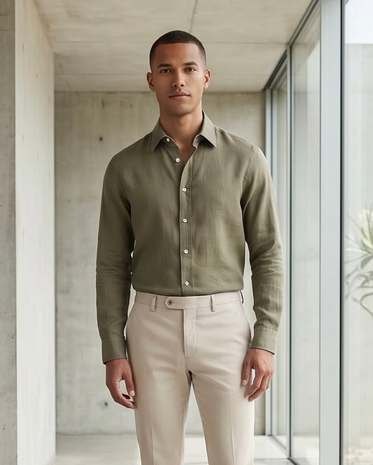 2H Army Linen Casual Shirt