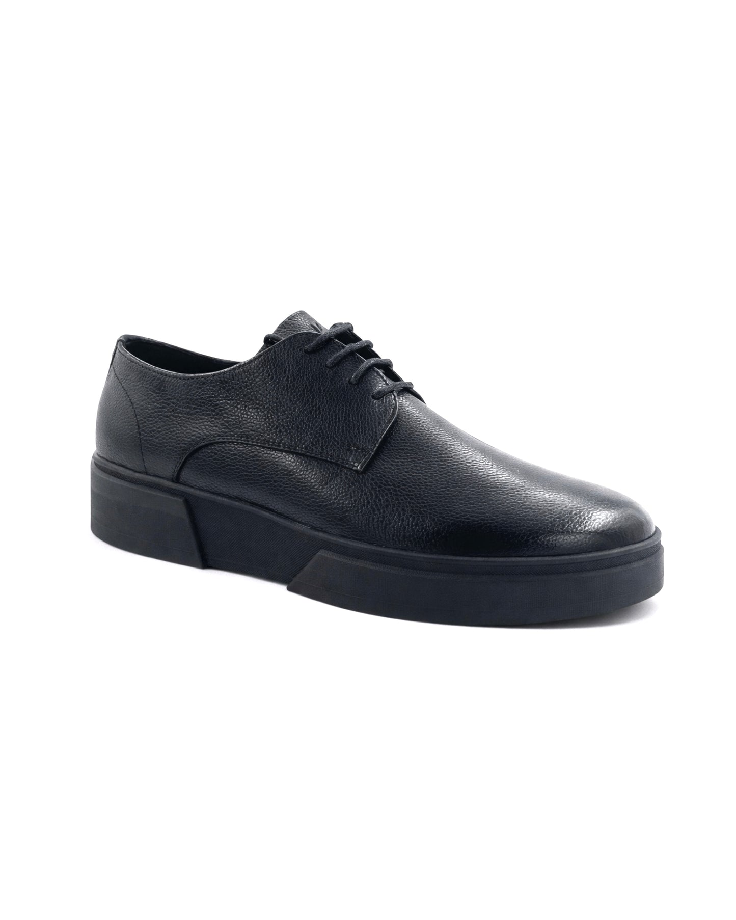 2H #S8044-38-01 Genuine Leather Black Casual Shoes