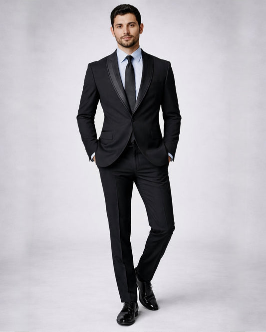2H Black Wedding Suit