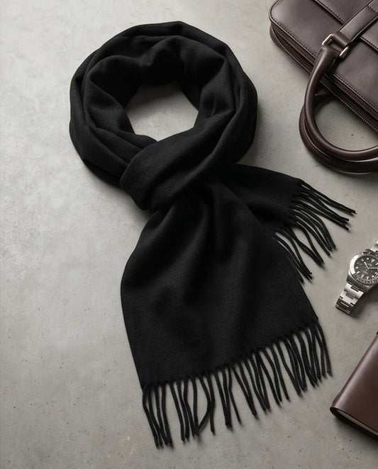 2H Plain Black Scarf