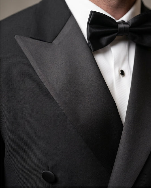 2H Black Peaked Lapel Double breasted Suit