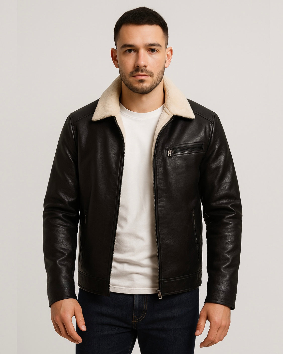 2H #JK57 Black Leather Jacket