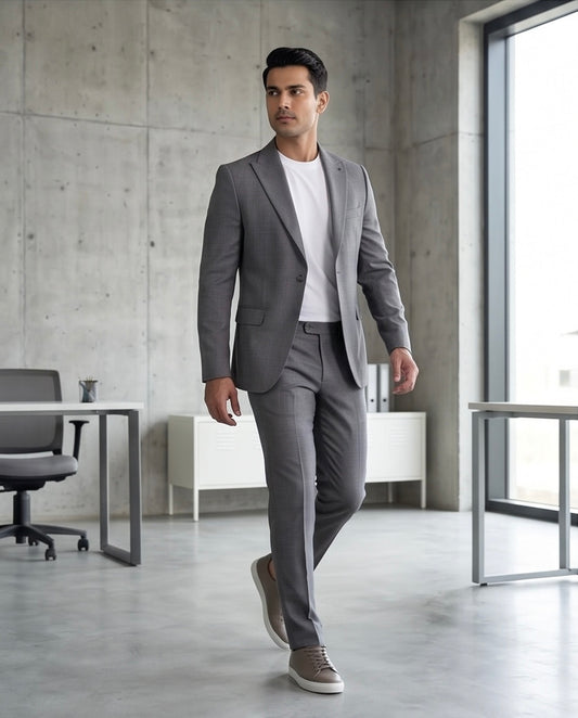 2H Dark Gray Casual Embossed Suit