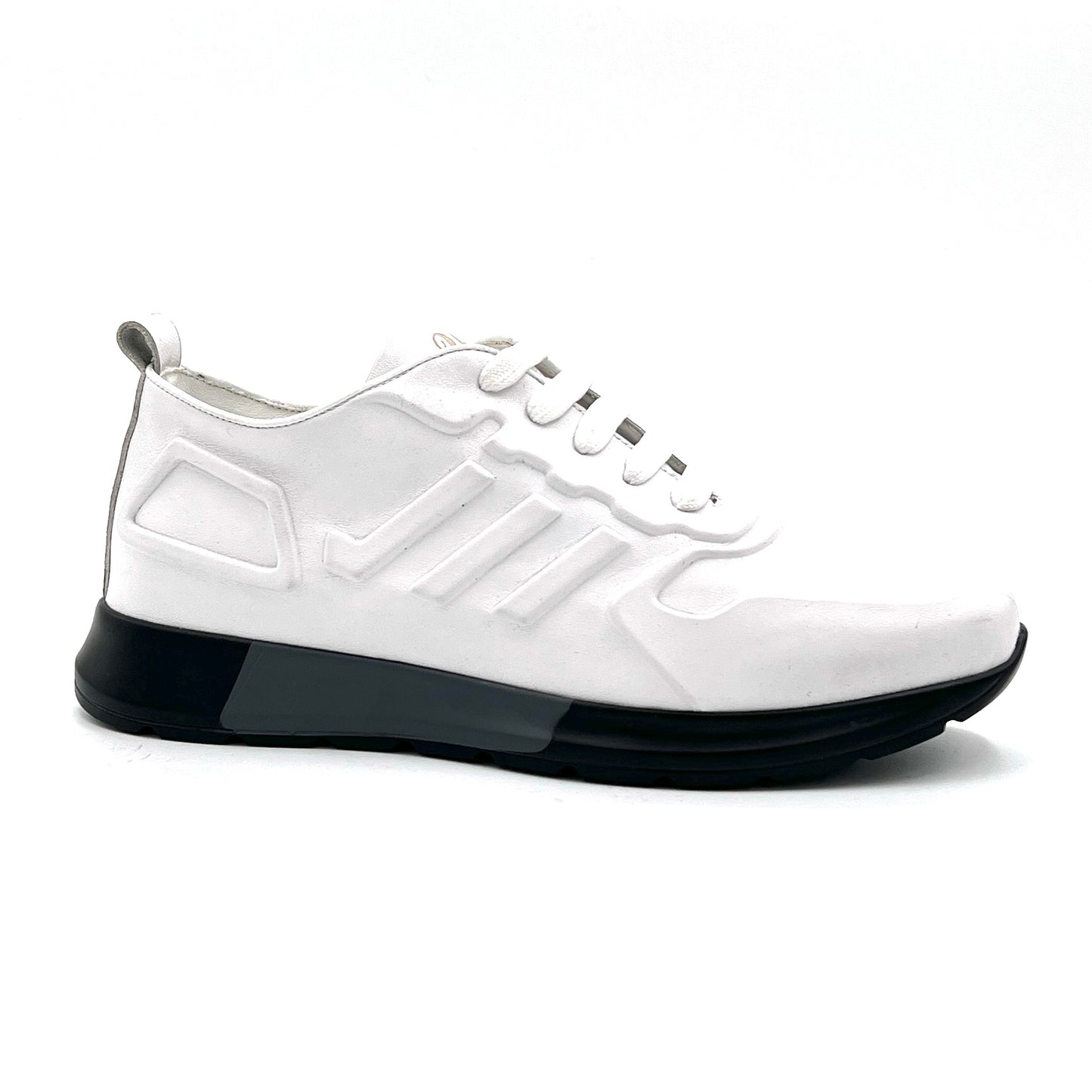 2H #E26002-3-505 Genuine Leather White Casual Shoes