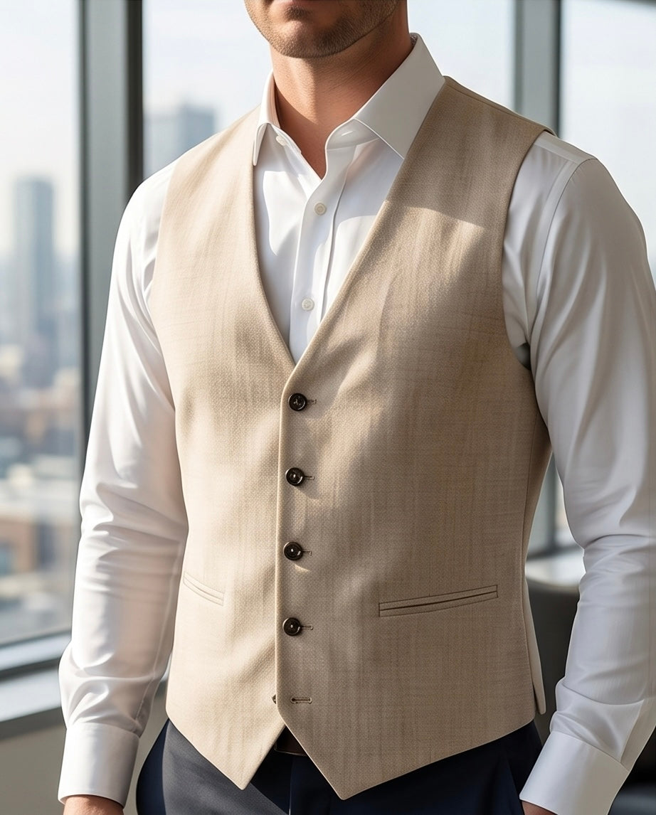 2H Beige Embossed Vest