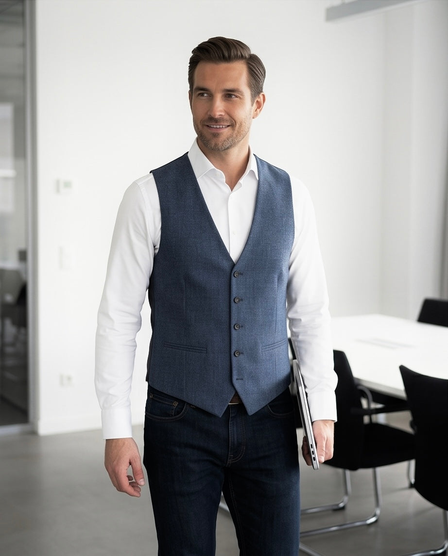 2H Navy Embossed Vest
