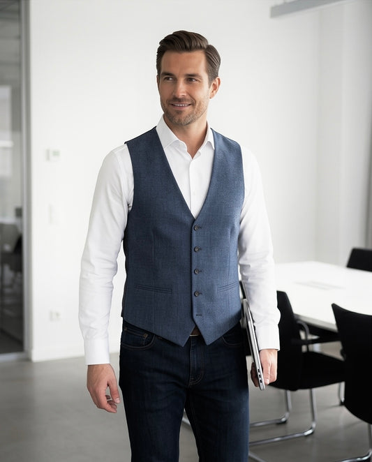 2H Navy Embossed Vest