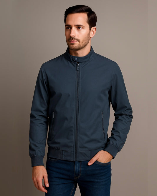 2H #8836 Navy stand up collar Slim Fit casual jacket