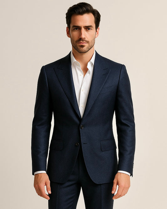 2H Navy Casual Plain Suit
