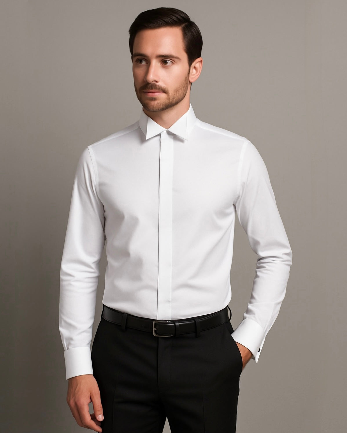 2H White Wingtip Collar Classic Shirt