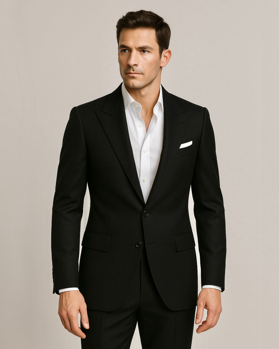 2H Black Casual Plain Suit