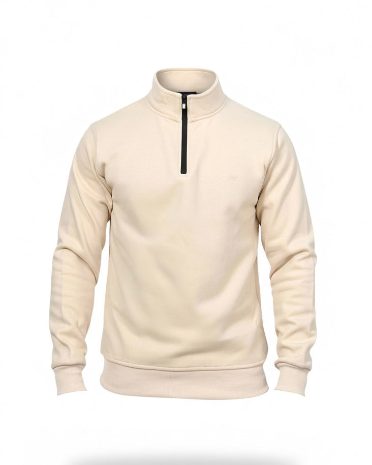 SALE! 2H #9344 Light Beige High Neck Sweater With Zipper