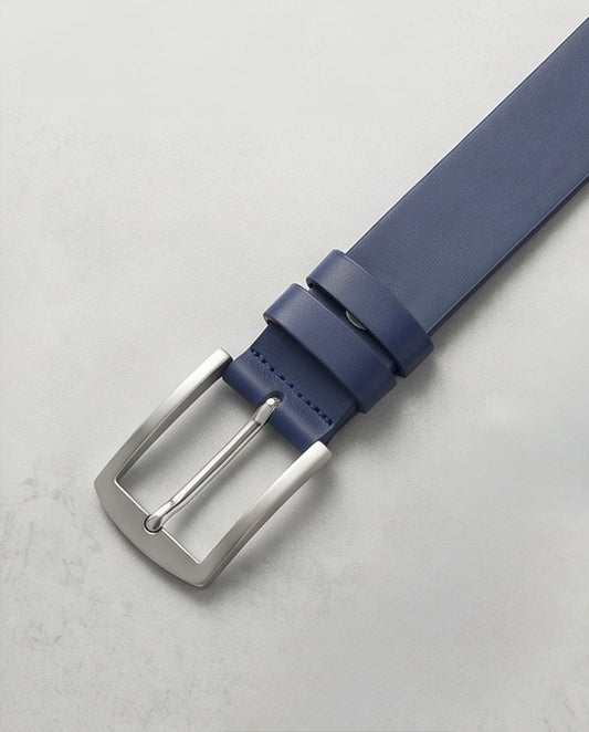 2H Navy Genuine Leather Casual Belt