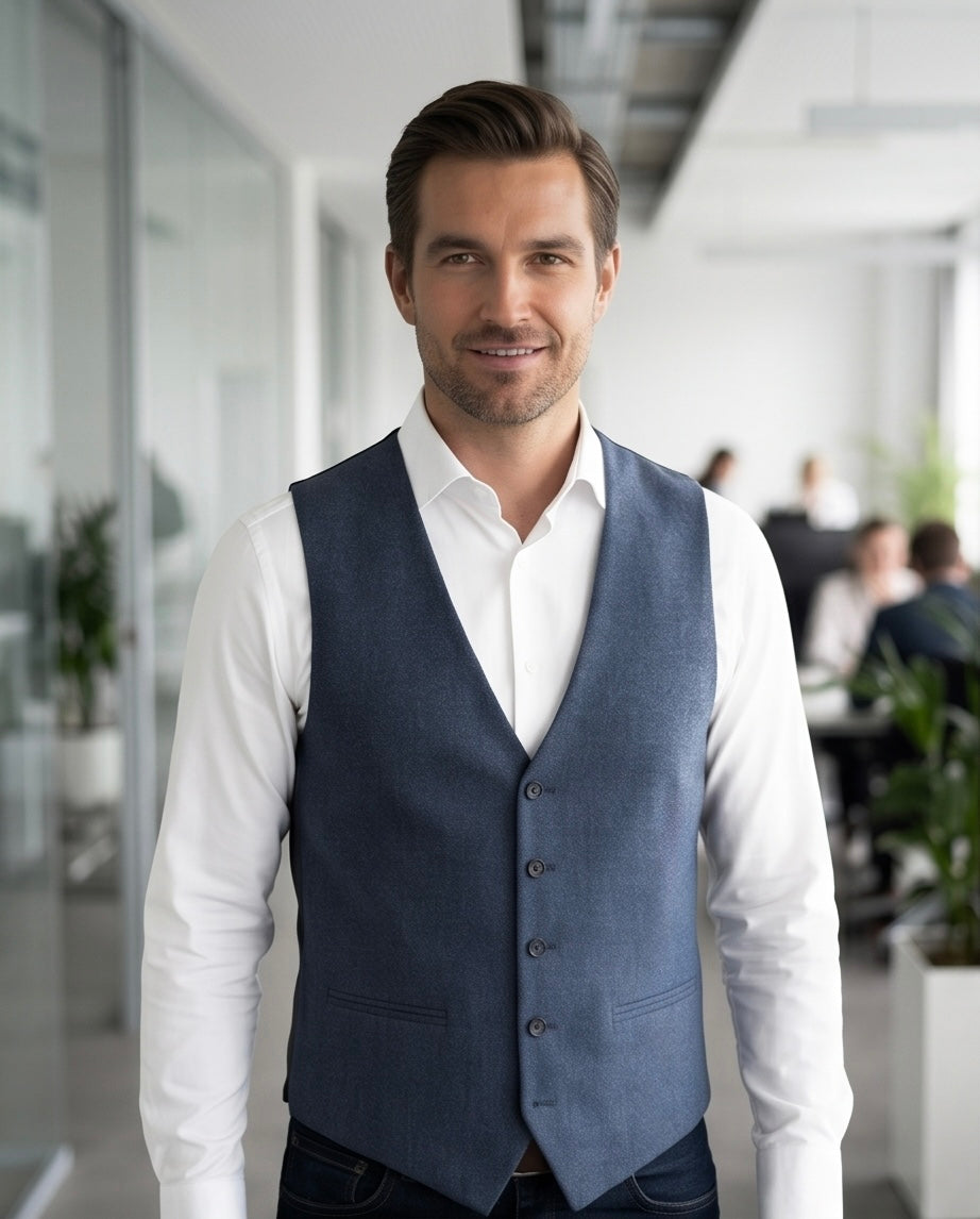 2H Navy Embossed Vest