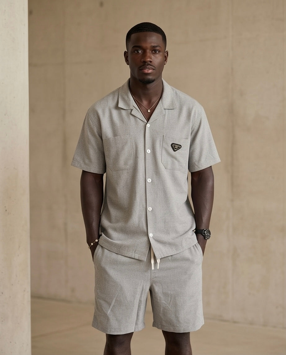 2H Gray Short Linen Set
