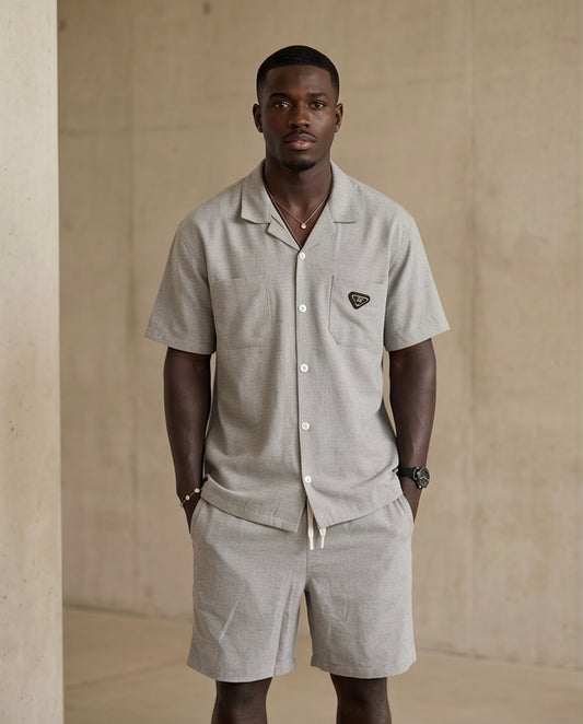 2H Gray Short Linen Set