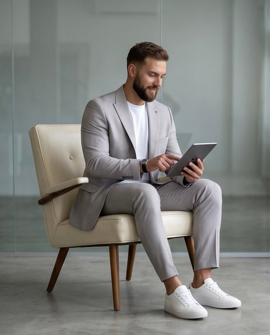 2H Light Gray Casual Embossed Suit
