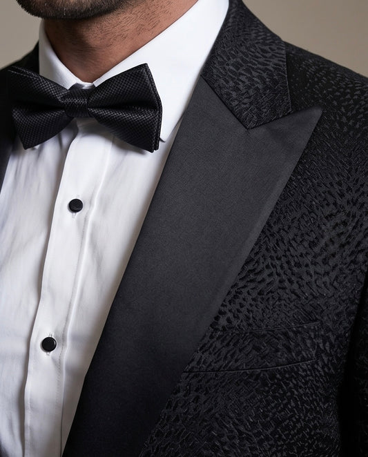 2H Black Neck Wedding Suit