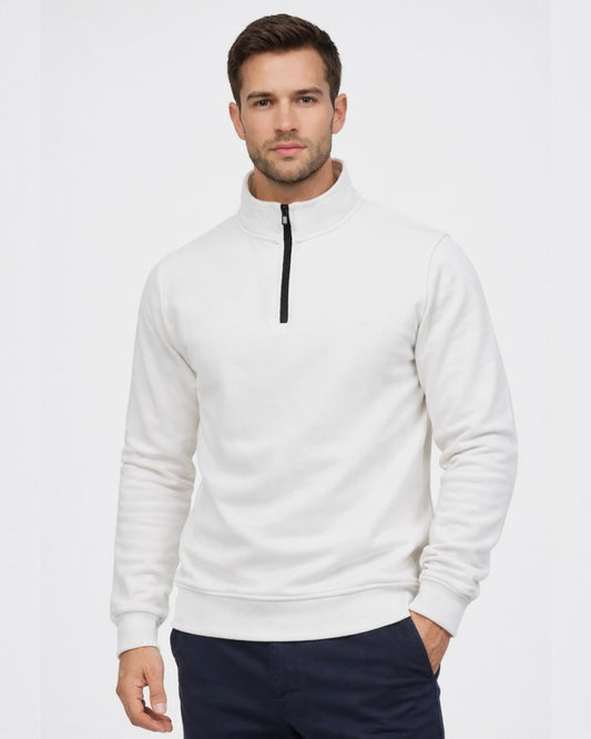 SALE! 2H #9344 White High Neck Sweater With Zipper