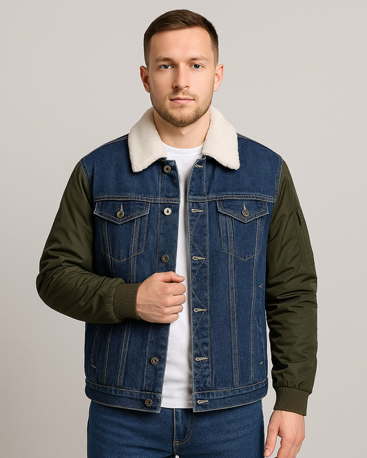 SALE! 2H #21048 Denim/Nylon Navy Jacket