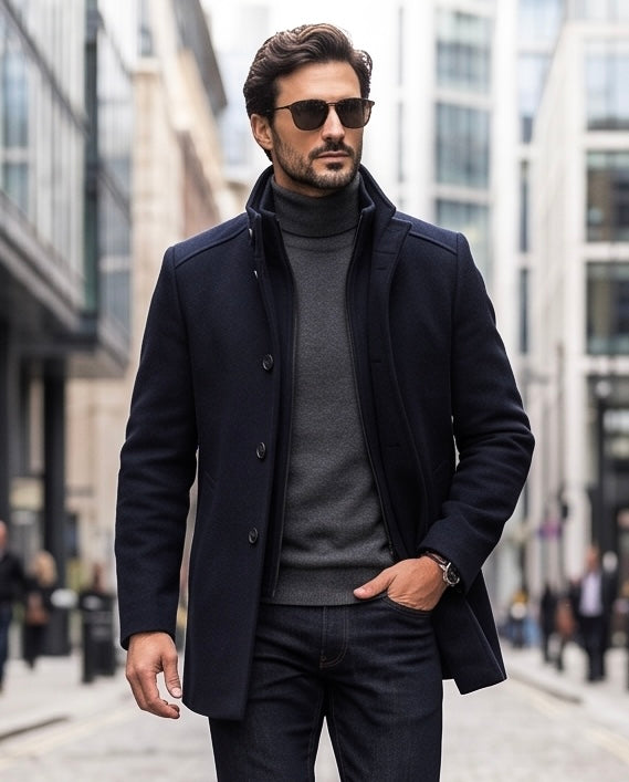 2H Navy Coat Jacket
