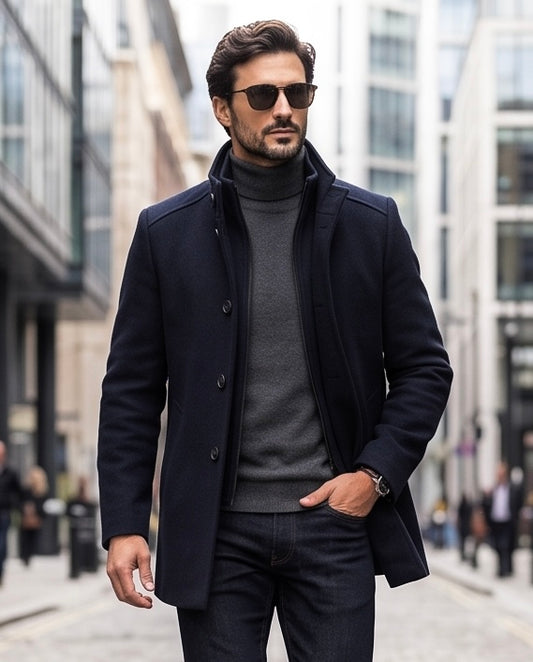2H Navy Coat Jacket