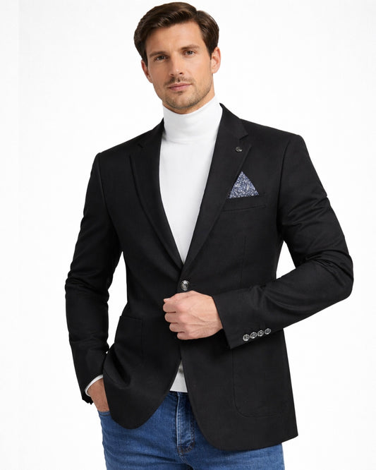 2H #24-01 Black Tweed One Button Blazer