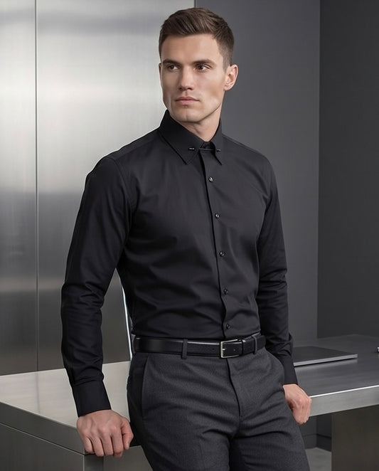 2H Black Classic Shirt With Pin